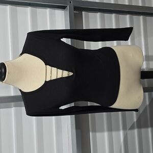 Just Polly New York Long Sleeve Black Top with Jewel Design Size‎ Large